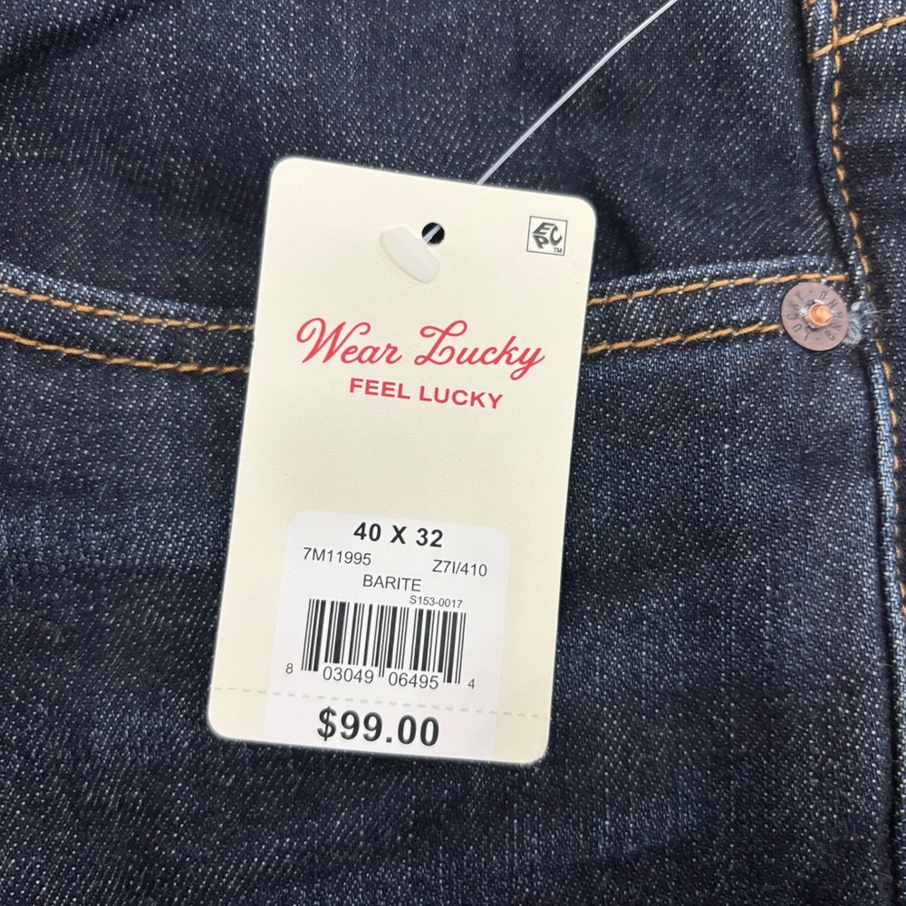 NWT Lucky Brand 221 Straight Blue Jeans Barite Dark Wash Whiskered 40x32 - Picture 6 of 12